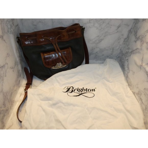 Brighton Black and Brown Shoulder purse with silver accents - Picture 10 of 10